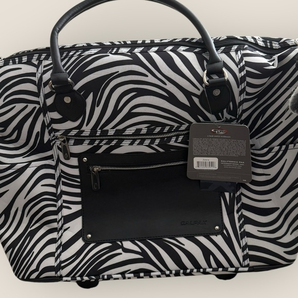 Calpak | Zanny Rolling Carry-On Tote | Zebra Print with Purple Interior | OS - Picture 2 of 12